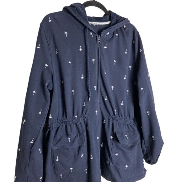 Talbots Navy Blue Knit Hooded Jackie - Picture 3 of 5